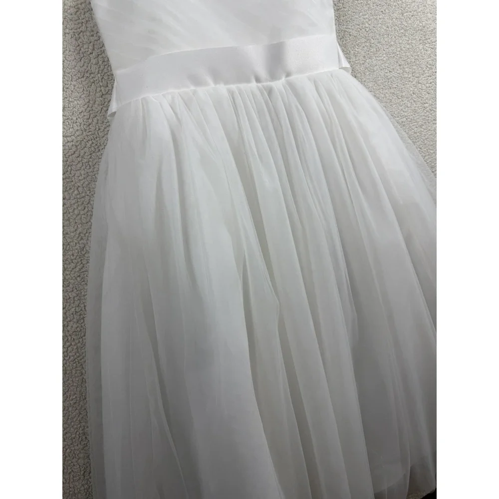 Girls White Tulle Formal Dress Size 130 8-9 Wedding Flower Girl Communion Socks